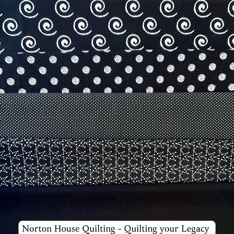 Black Tonal - 5-Fat Quarter Bundle