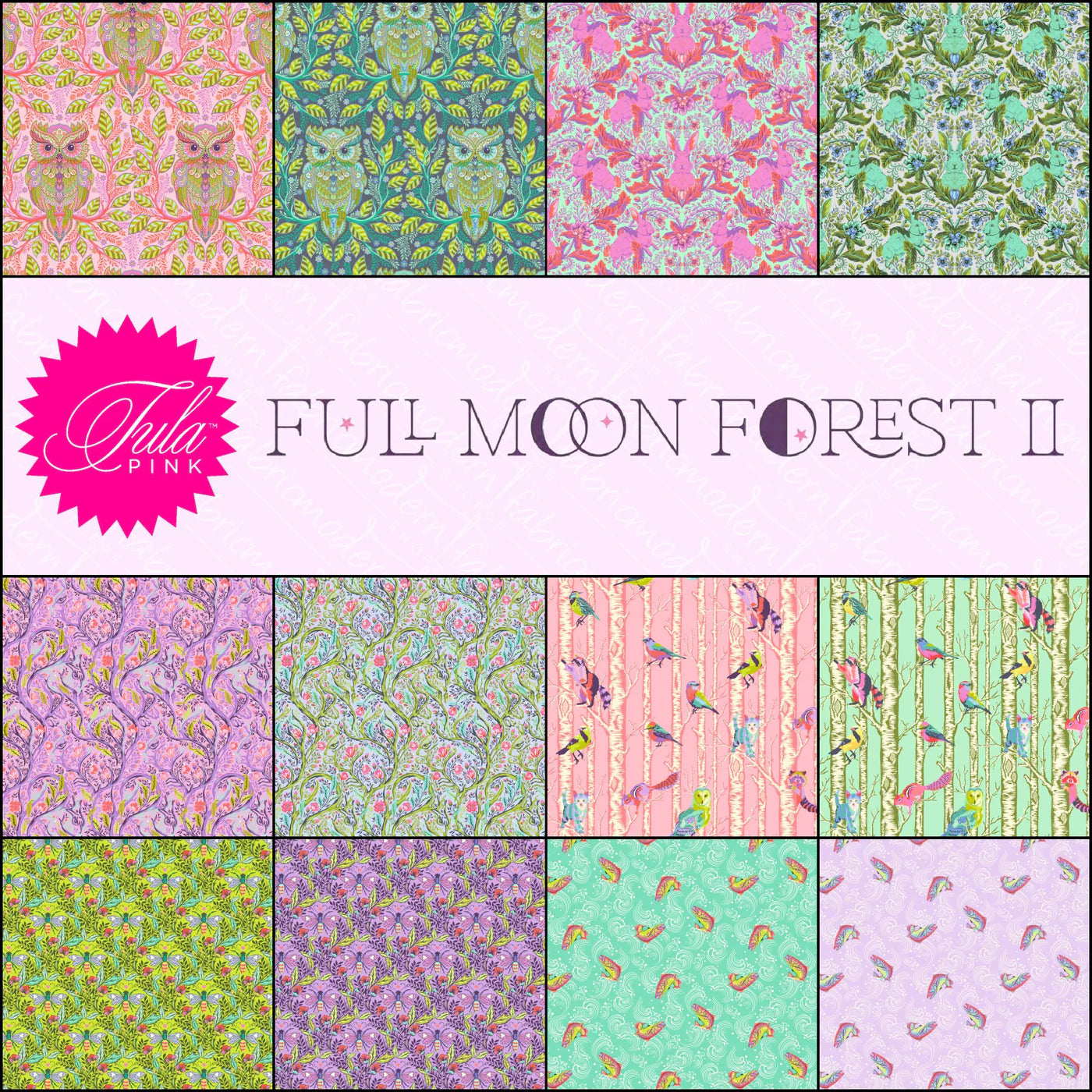 PRE-Order Tula Pink Full Moon Forest II - 1-YARD BUNDLE - April 2025 - Moon Forest - Tula Pink