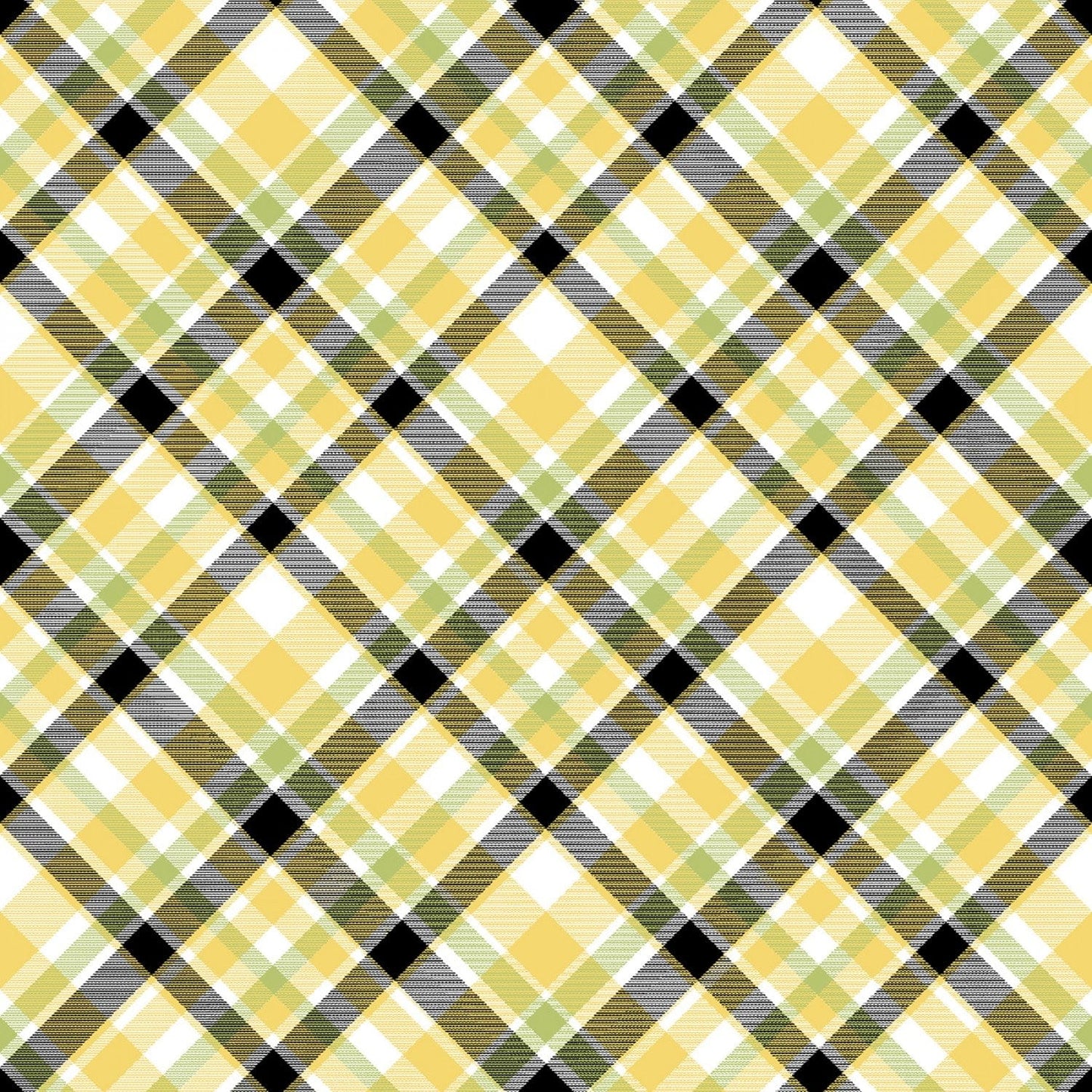 Bee You! - Yellow/Black Bias Plaid - 101-049 - Henry Glass - Flowers